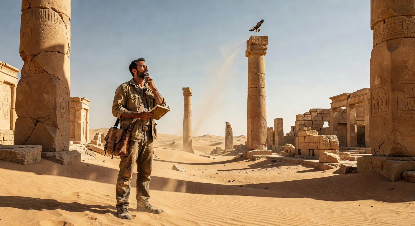 Solo explorer at ancient ruins