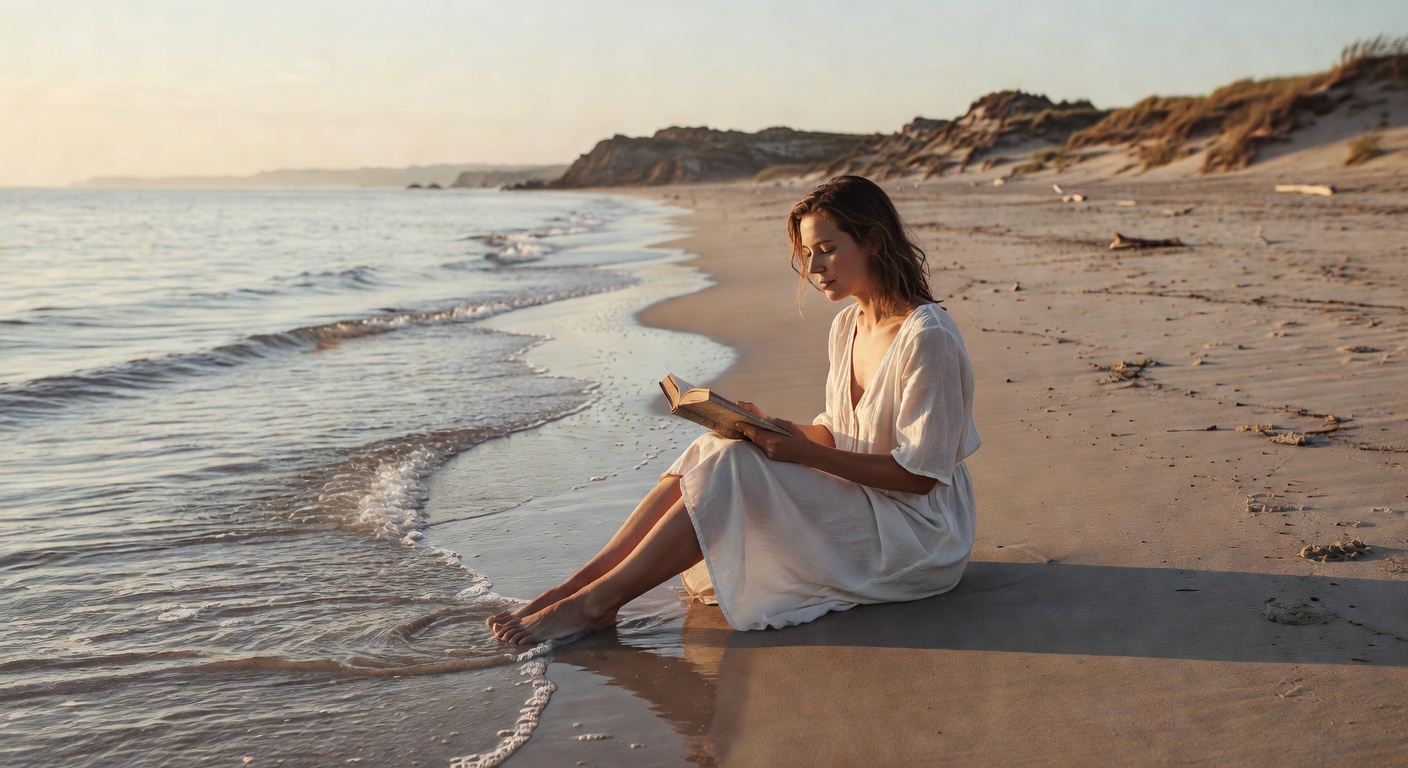 Solo reader on secluded beach